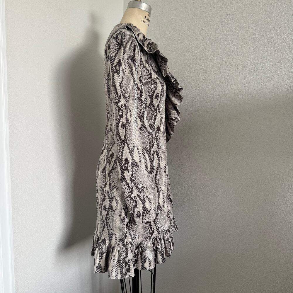 MSGM | NWT Snake Print Long Sleeve Dress w/ Ruffles Size 42 (iItalian)/Medium - Picture 2 of 10